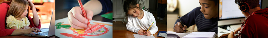 students doing school work at home banner 